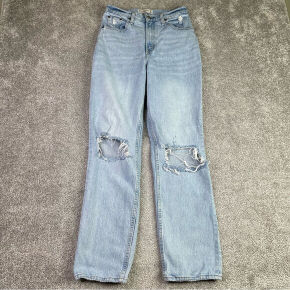 Abercrombie & Fitch Jeans Women’s 27 90”s Straight High Rise Curve Love Ripped - Picture 1 of 11
